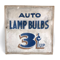 C. 1940s-50s Hand-painted Auto Bulbs Sign on Cardboard
