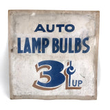C. 1940s-50s Hand-painted Auto Bulbs Sign on Cardboard