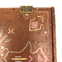 Sweet Old Pine Box with Hand-painted Geometric Design