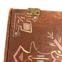 Sweet Old Pine Box with Hand-painted Geometric Design