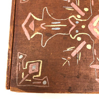 Sweet Old Pine Box with Hand-painted Geometric Design