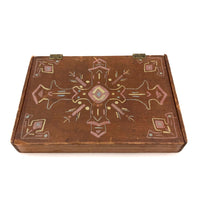 Sweet Old Pine Box with Hand-painted Geometric Design