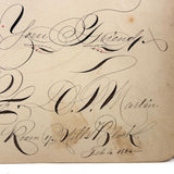 Truly Your Friend, Bird and Tiny Bug, Spencerian Red and Black Ink Calligraphy Autograph Album Page, 1884