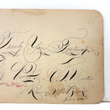 Truly Your Friend, Bird and Tiny Bug, Spencerian Red and Black Ink Calligraphy Autograph Album Page, 1884