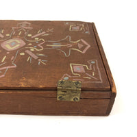 Sweet Old Pine Box with Hand-painted Geometric Design