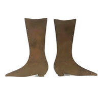 Pair of Antique Folk Art Brass Boot Match Holders