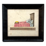 Femme en Couche (15th Century), 1860 Hand-colored French Print, Trimmed and Framed
