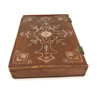 Sweet Old Pine Box with Hand-painted Geometric Design