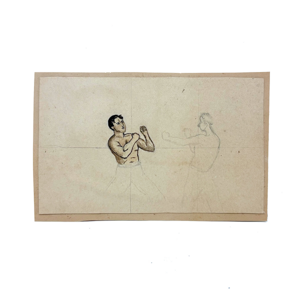 Lovely Little Watercolor Boxer with Unfinished Opponent