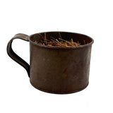 19th Century Tin Cup with Bird's Nest and Spotted Quail Egg, As Found in Maine