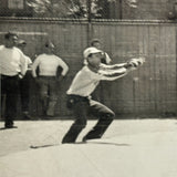 Catcher, Swinging Batter  and Watchers, Lovely c. 1940s Snapshot Photo