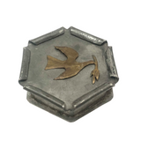Metalsmith Made Pewter Lidded Box with Brass Dove, Marked MS