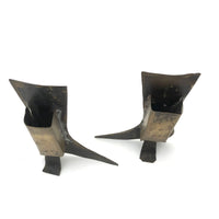 Pair of Antique Folk Art Brass Boot Match Holders