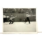Catcher, Swinging Batter  and Watchers, Lovely c. 1940s Snapshot Photo