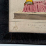 Femme en Couche (15th Century), 1860 Hand-colored French Print, Trimmed and Framed