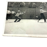 Catcher, Swinging Batter  and Watchers, Lovely c. 1940s Snapshot Photo