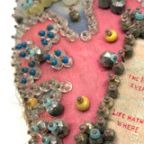 Forget Me Not, Large, Early 20th Century Soldier Made Heart Shaped Folk Art "Sweetheart" Pin Cushion