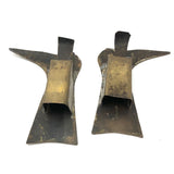 Pair of Antique Folk Art Brass Boot Match Holders