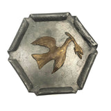 Metalsmith Made Pewter Lidded Box with Brass Dove, Marked MS
