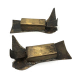 Pair of Antique Folk Art Brass Boot Match Holders