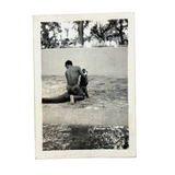 Aligator and Tamer in Pit with Onlookers, Timely Feeling c. 1940s Snapshot