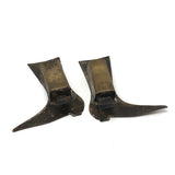 Pair of Antique Folk Art Brass Boot Match Holders