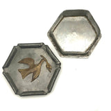 Metalsmith Made Pewter Lidded Box with Brass Dove, Marked MS