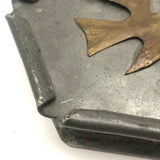 Metalsmith Made Pewter Lidded Box with Brass Dove, Marked MS