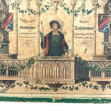 Very Scarce C. 1860s German Architectural Building Blocks with Hand-colored Plates