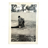 Aligator and Tamer in Pit with Onlookers, Timely Feeling c. 1940s Snapshot