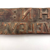 JOHN SNIVELEY JR., 19th Century Hand-carved Name Stamp in Old Red Paint