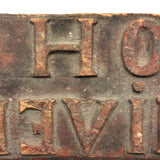 JOHN SNIVELEY JR., 19th Century Hand-carved Name Stamp in Old Red Paint