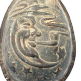 Smoking Moon Man with Stars, Earlyish 20th Century Chocolate Egg Mold (One Half)