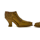 SOLD Deco Detailed Antique Carved Miniature Shoes in Original Gold Paint