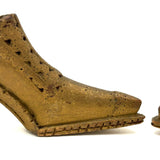 SOLD Deco Detailed Antique Carved Miniature Shoes in Original Gold Paint