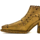 SOLD Deco Detailed Antique Carved Miniature Shoes in Original Gold Paint