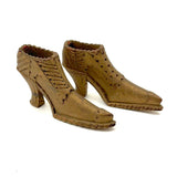 SOLD Deco Detailed Antique Carved Miniature Shoes in Original Gold Paint