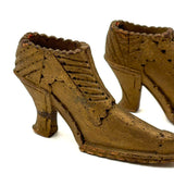 SOLD Deco Detailed Antique Carved Miniature Shoes in Original Gold Paint
