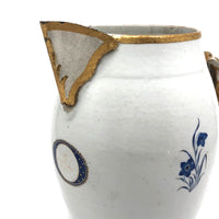 Late 18th C. Exquisitely Hand-painted Chinese Export Cider Jug with Painted Tin Spout Repair