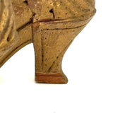 SOLD Deco Detailed Antique Carved Miniature Shoes in Original Gold Paint