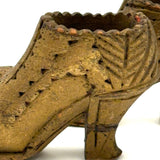SOLD Deco Detailed Antique Carved Miniature Shoes in Original Gold Paint