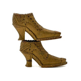 SOLD Deco Detailed Antique Carved Miniature Shoes in Original Gold Paint