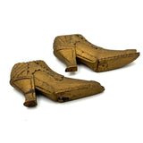 SOLD Deco Detailed Antique Carved Miniature Shoes in Original Gold Paint