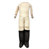 Beautiful Condition Antique German Kid Leather Doll Body with Bisque Hands and Knit Stockings