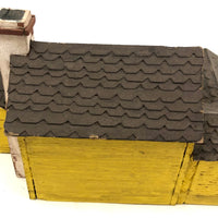 Elaborate Wood and Cardboard Folk Art Yellow House with Garage