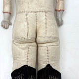 Beautiful Condition Antique German Kid Leather Doll Body with Bisque Hands and Knit Stockings