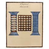 Fabulous C. 1820s Century Mechanical  Ink and Watercolor Perpetual Almanack, Ready to Use
