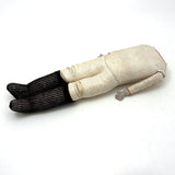 Beautiful Condition Antique German Kid Leather Doll Body with Bisque Hands and Knit Stockings