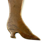 SOLD Brass Ladies Leg Presumed Trench Art Shoe Horn with Garter and Engraved Details