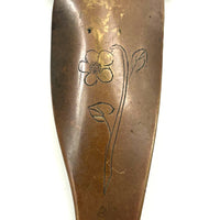 SOLD Brass Ladies Leg Presumed Trench Art Shoe Horn with Garter and Engraved Details